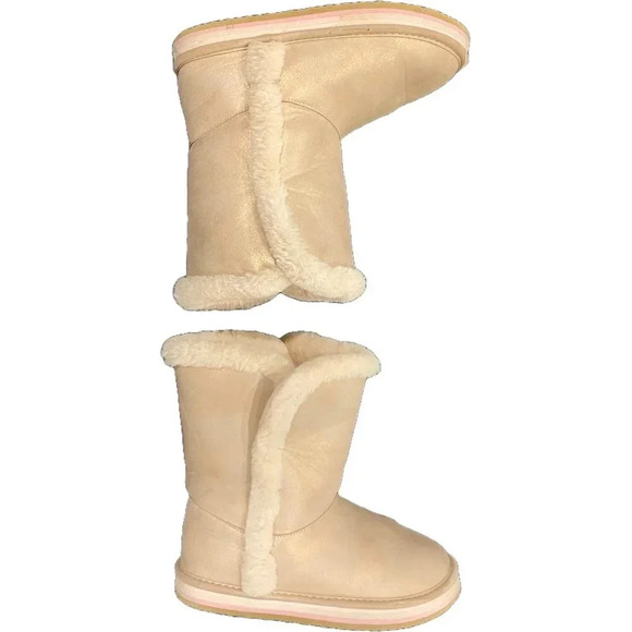 Girls Faux Fur Winter Boots Size 1M — Cozy Tan Pull-On Boots (Sugar) - Picture 2 of 8